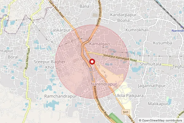 Map showing approximate area covered by Pincode 700103 — Bonhooghly Bo, 24 Paraganas South