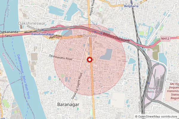 Map showing approximate area covered by Pincode 700108 — Ashokegarh So, 24 Paraganas North