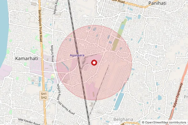 Map showing approximate area covered by Pincode 700109 — Agarpara So, 24 Paraganas North