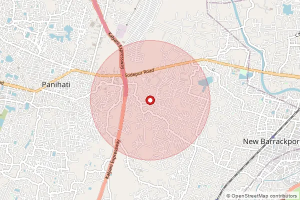 Map showing approximate area covered by Pincode 700110 — Sodepur So, 24 Paraganas North