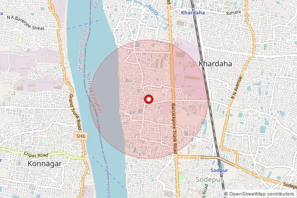 Map showing approximate area covered by Pincode 700115 — Sukchar So North 24 Parganas, 24 Paraganas North