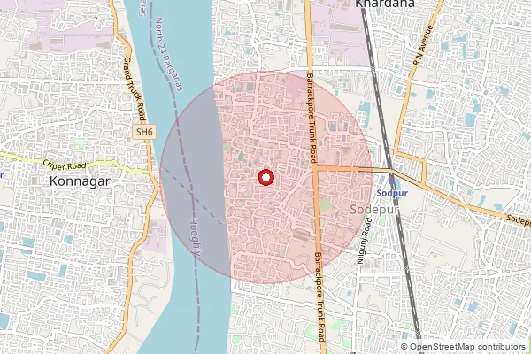 Map showing approximate area covered by Pincode 700116 — Bdsopan So, 24 Paraganas North