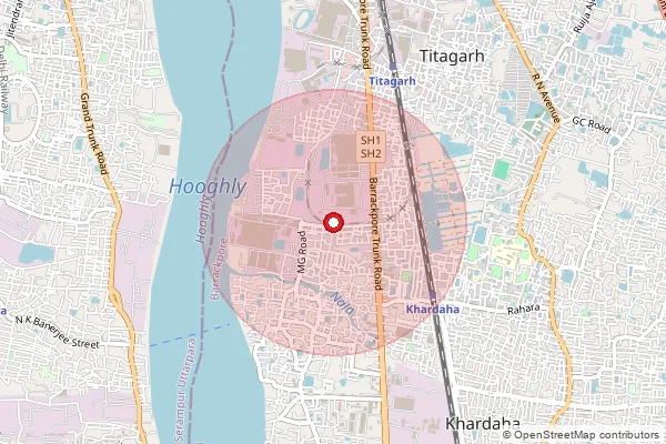 Map showing approximate area covered by Pincode 700117 — Khardah So, 24 Paraganas North