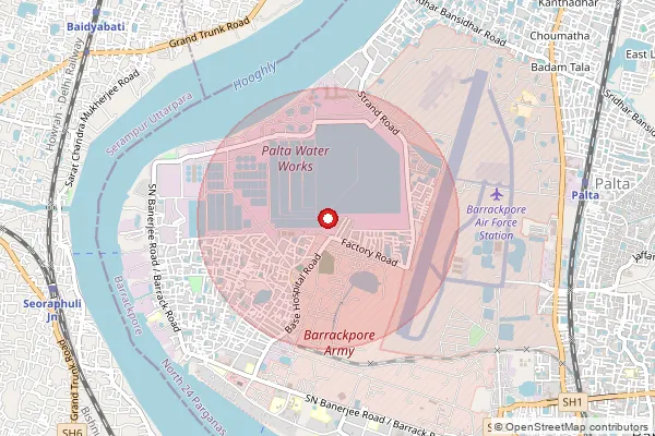 Map showing approximate area covered by Pincode 700120 — Barrackpore Ho, 24 Paraganas North