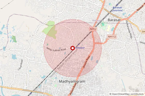 Map showing approximate area covered by Pincode 700127 — Hridaypur So, 24 Paraganas North