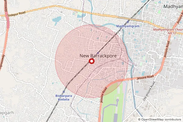 Map showing approximate area covered by Pincode 700131 — Aharampur Bo, 24 Paraganas North