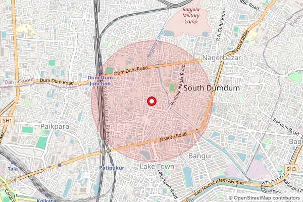 Map showing approximate area covered by Pincode 700140 — Nungi Bo, 24 Paraganas South