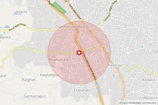 Map showing approximate area covered by Pincode 700148 — Harinavi So, 24 Paraganas South
