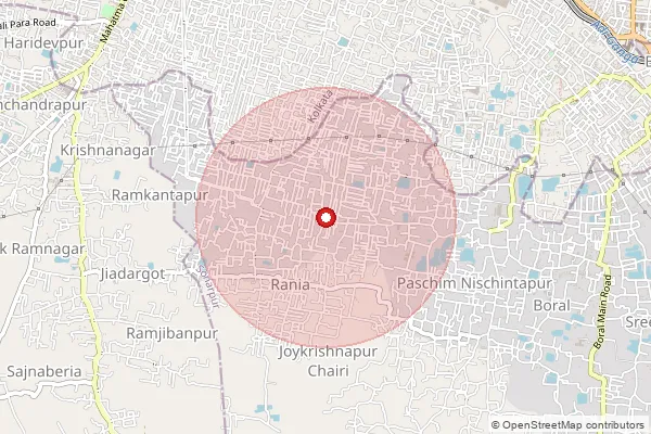 Map showing approximate area covered by Pincode 700154 — Rania Bo, 24 Paraganas South