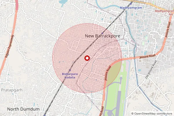 Map showing approximate area covered by Pincode 700158 — Bisharpara So, 24 Paraganas North