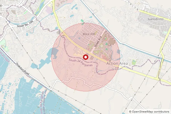 Map showing approximate area covered by Pincode 700160 — New Town Action Area Iii, 24 Paraganas North