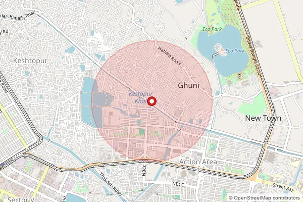 Map showing approximate area covered by Pincode 700162 — Gouranganagar So, 24 Paraganas North