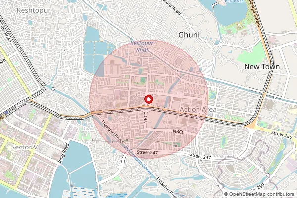 Map showing approximate area covered by Pincode 700163 — New Town Action Area I So, 24 Paraganas North