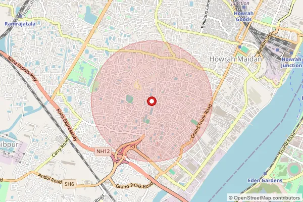Map showing approximate area covered by Pincode 711102 — Sibpur Bazar So, Howrah