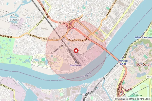 Map showing approximate area covered by Pincode 711103 — Bgarden So, Howrah