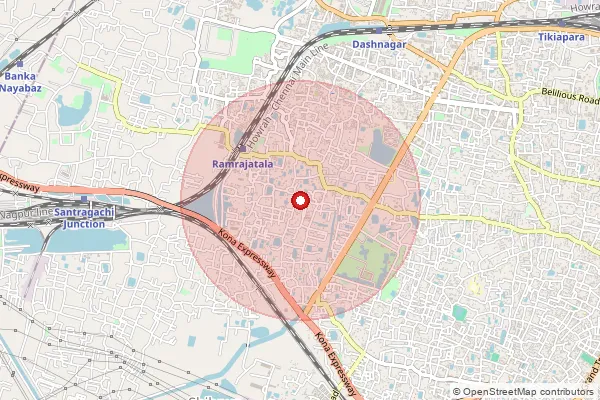 Map showing approximate area covered by Pincode 711104 — Circular Rd So, Howrah