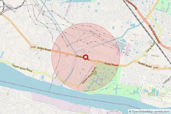 Map showing approximate area covered by Pincode 711109 — Danesh Sklane So, Howrah