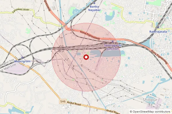 Map showing approximate area covered by Pincode 711111 — Jagacha So, Howrah
