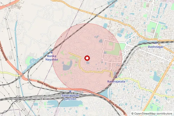Map showing approximate area covered by Pincode 711112 — Gip Colony So, Howrah