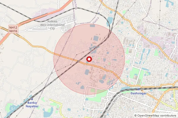 Map showing approximate area covered by Pincode 711113 — Balitikuri So, Howrah