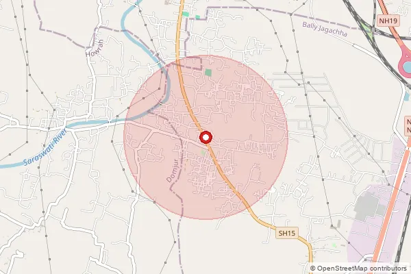 Map showing approximate area covered by Pincode 711115 — Jagadishpurhat So, Howrah