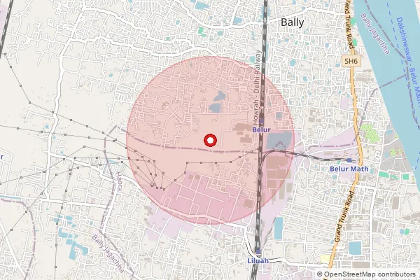 Map showing approximate area covered by Pincode 711201 — Bally Goswami Rd So, Howrah