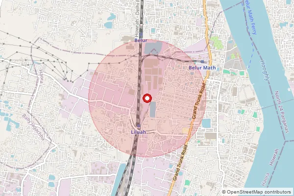 Map showing approximate area covered by Pincode 711203 — Bhattanagar So, Howrah