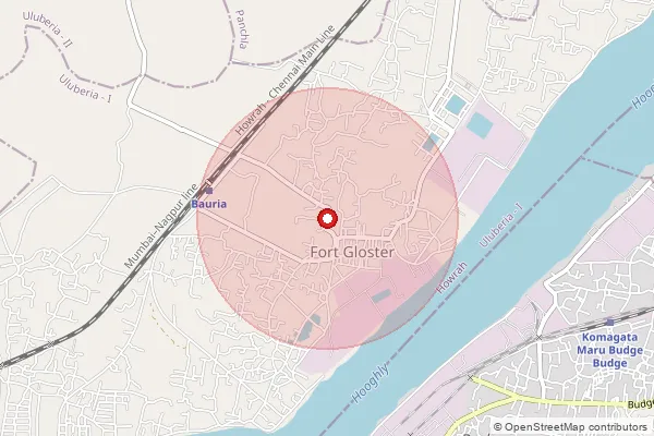 Map showing approximate area covered by Pincode 711305 — Bauria So, Howrah