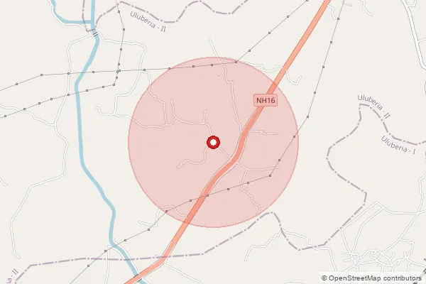 Map showing approximate area covered by Pincode 711307 — Khalisani Bo, Howrah