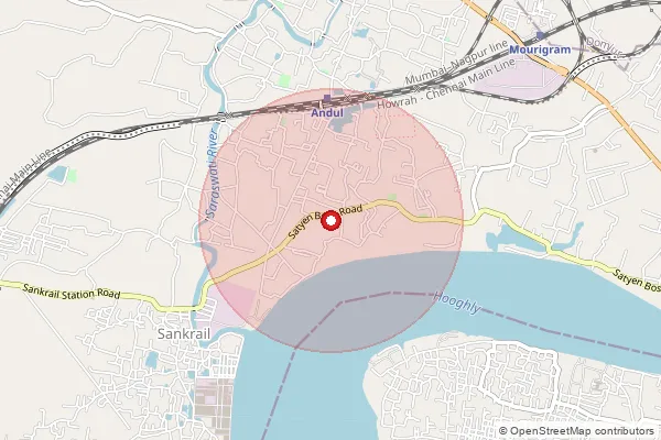Map showing approximate area covered by Pincode 711313 — Bharat Cooperative So, Howrah