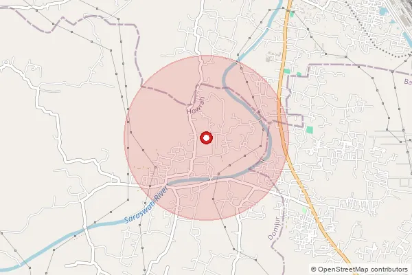 Map showing approximate area covered by Pincode 711405 — Nonakundu Bo, Howrah