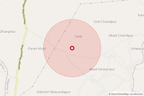 Map showing approximate area covered by Pincode 712105 — Kamarparabazar Bo, Hooghly