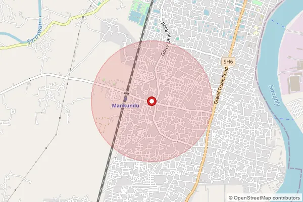 Map showing approximate area covered by Pincode 712139 — Mankundu So, Hooghly