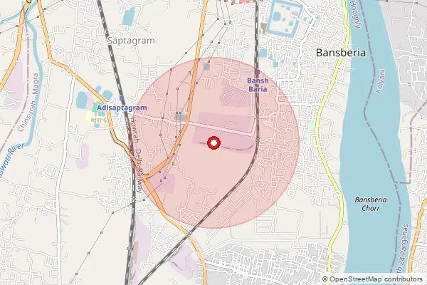 Map showing approximate area covered by Pincode 712147 — Radhanagar Bo, Hooghly