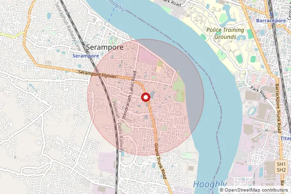Map showing approximate area covered by Pincode 712201 — Serampore Ho, Hooghly