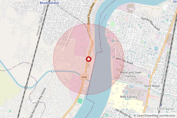Map showing approximate area covered by Pincode 712221 — Angus So, Hooghly