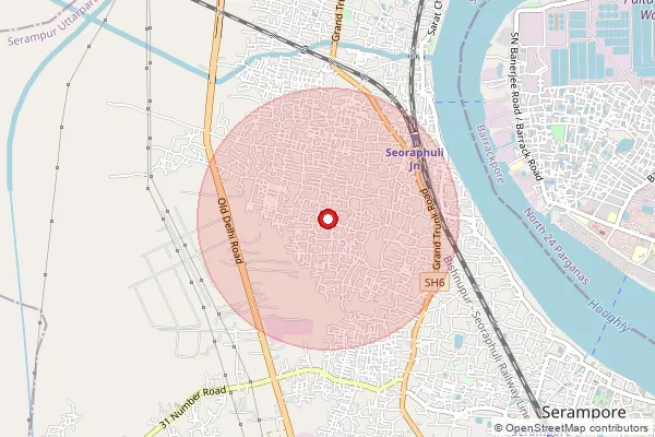 Map showing approximate area covered by Pincode 712223 — Chandanpur Bo, Hooghly