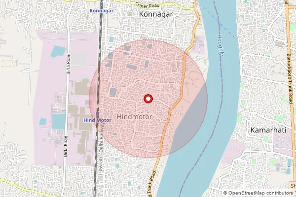 Map showing approximate area covered by Pincode 712233 — Hindmotor So, Hooghly