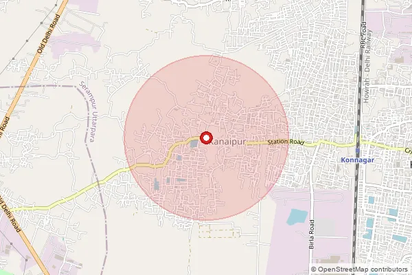 Map showing approximate area covered by Pincode 712234 — Kanaipur So, Hooghly