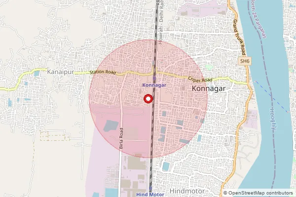 Map showing approximate area covered by Pincode 712235 — Konnagar So, Hooghly