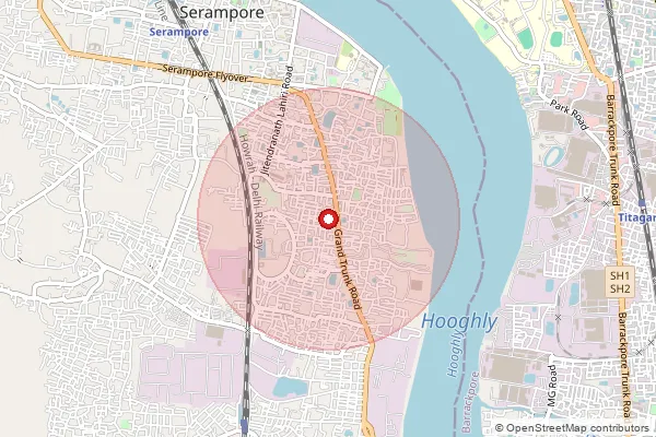 Map showing approximate area covered by Pincode 712245 — Mrigala Daspara B.O, Hooghly
