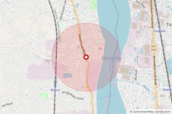 Map showing approximate area covered by Pincode 712248 — Bangurpark So, Hooghly