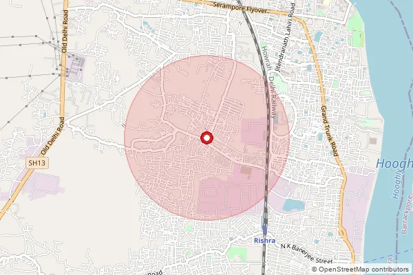 Map showing approximate area covered by Pincode 712249 — Prabasnagar So, Hooghly