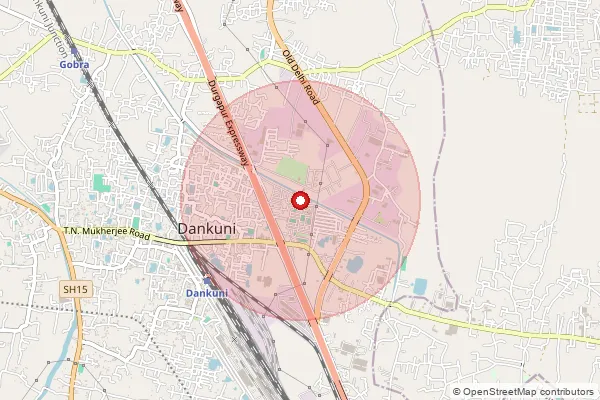 Map showing approximate area covered by Pincode 712311 — Mrigala Bo, Hooghly