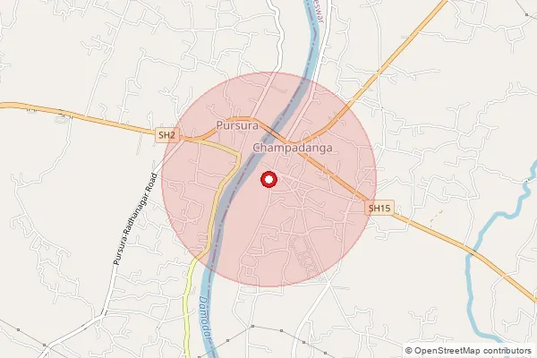 Map showing approximate area covered by Pincode 712401 — Aimapaharpur Bo, Hooghly