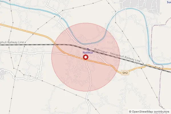 Map showing approximate area covered by Pincode 712407 — Nalikul So, Hooghly