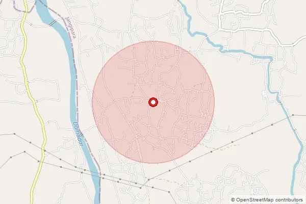 Map showing approximate area covered by Pincode 712408 — Rajbalhat So, Hooghly
