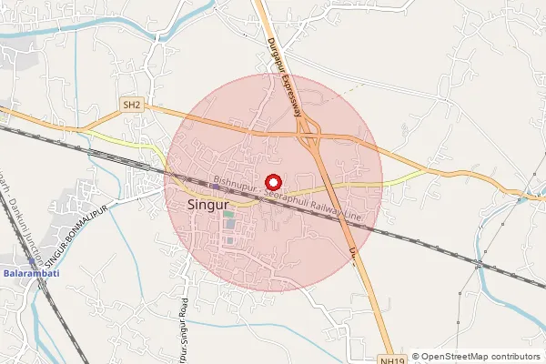 Map showing approximate area covered by Pincode 712409 — Harishnagar Bo, Hooghly