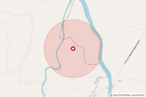 Map showing approximate area covered by Pincode 712412 — Baradigrui Bo, Hooghly