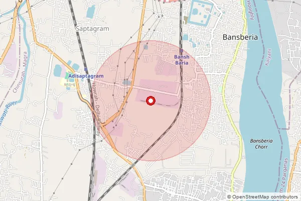 Map showing approximate area covered by Pincode 712414 — Alati Bo, Hooghly